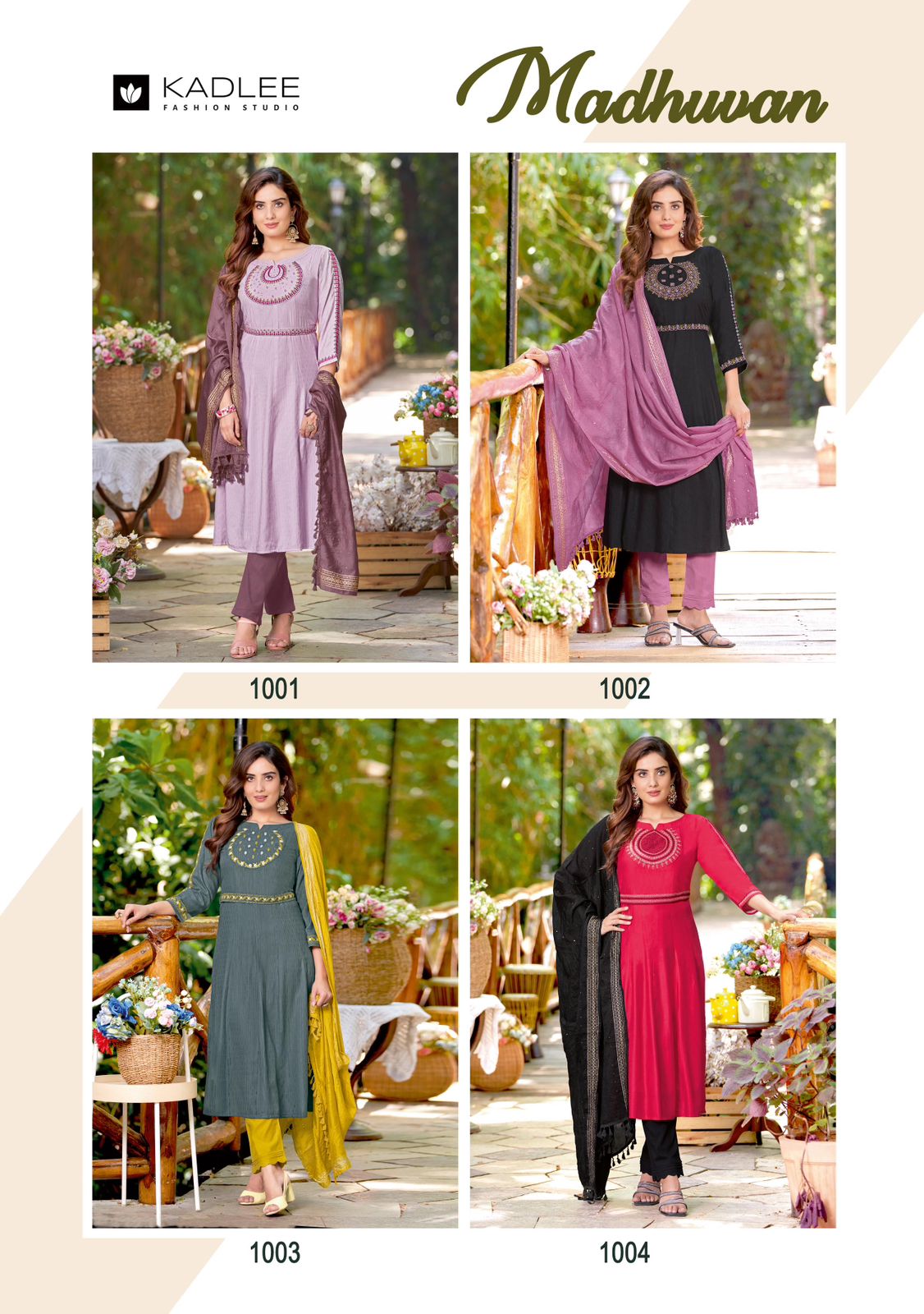 Madhuvan By Kadlee Rayon Weaving Embroidery Kurti With Bottom Dupatta Wholesalers In Delhi